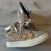 Kid Pik Gold & Silver Gllitter High Top Side Zipper Sneakers