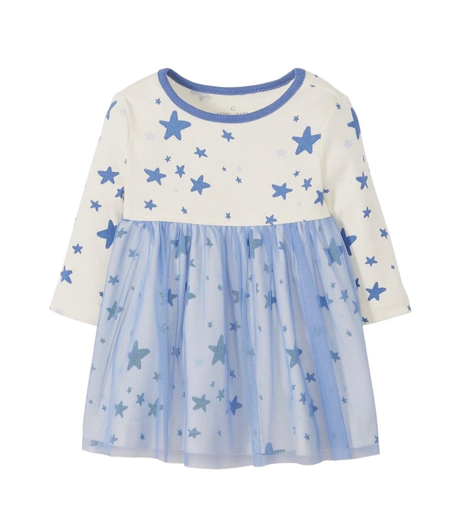 NWT Hanna Andersson Moon & Back Long Sleeve Blue Star Tulle Dress