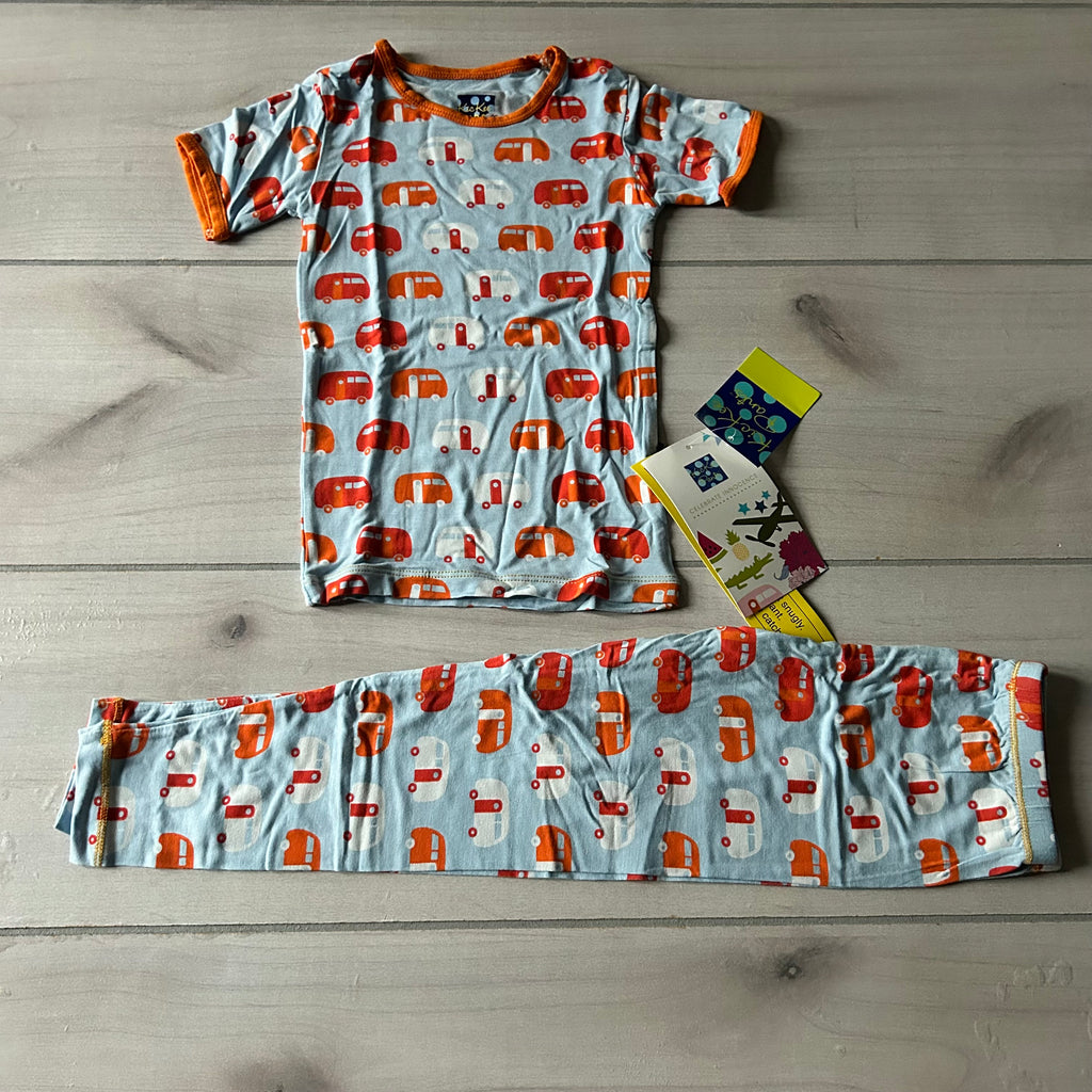 NWT Kickee Pants Air Stream Pattern Bamboo Two Piece Pajama Set