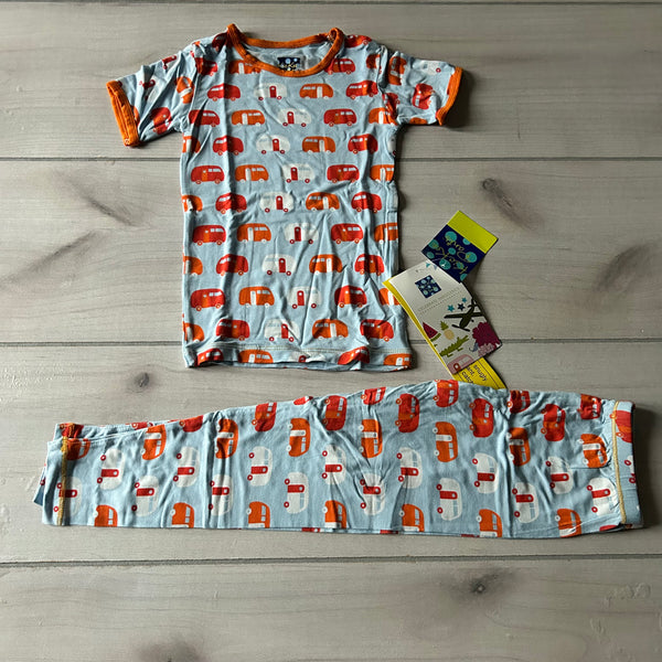 NWT Kickee Pants Air Stream Pattern Bamboo Two Piece Pajama Set