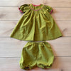 Petit Ami Green Gingham Smocked Dress & Shortie Bloomer