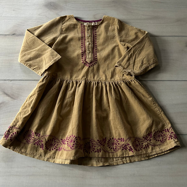 Happy Chicken Brown Corduroy Dress