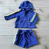 Hanna Andersson Blue Side Stripe Terry Towelling Short Outfit