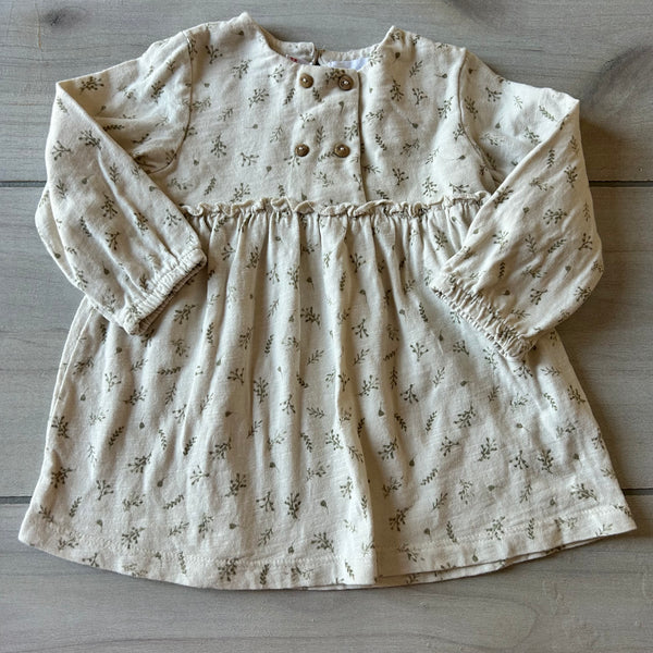 Zara Baby Cream Cotton Long Sleeve Dress