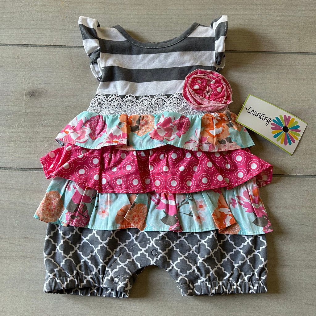 NWT Counting Daisies Floral Bubble Romper