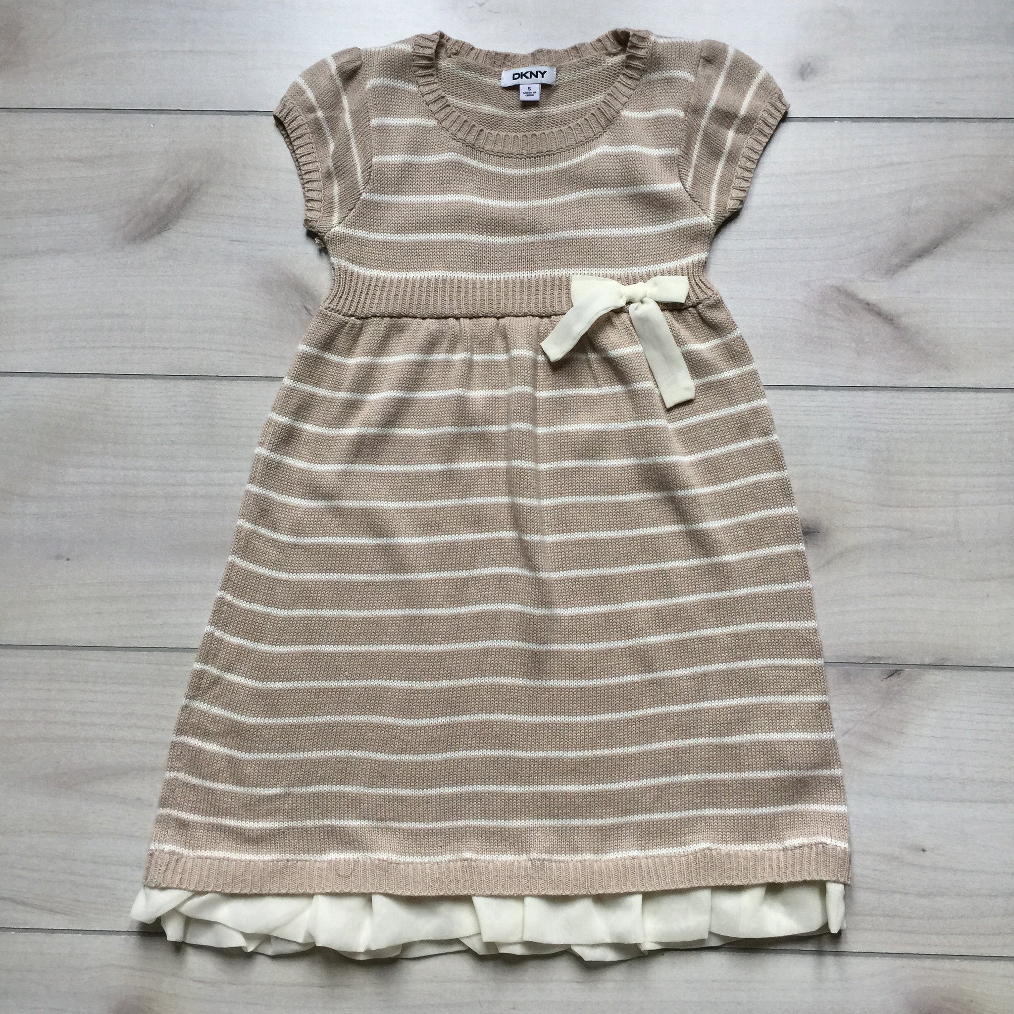 DKNY Tan Striped Sweater Dress Sweet Pea & Teddy DKNY Tan Striped Sweater Dress Sweet Pea & Teddy