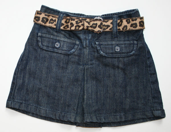 Janie & Jack Leopard Belted Denim Skirt NEW