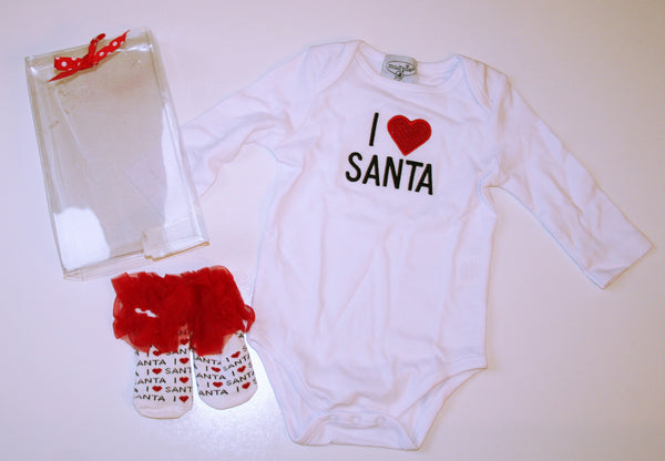 Mud Pie Santa Onesie & Sock Box Set NEW