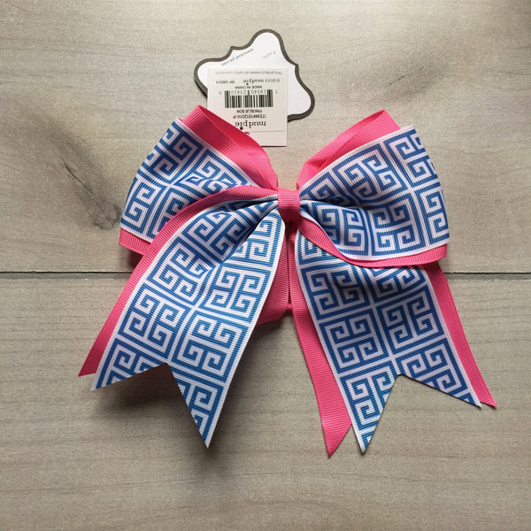 NEW Mud Pie Pink & Blue Bow Ponytail Holder