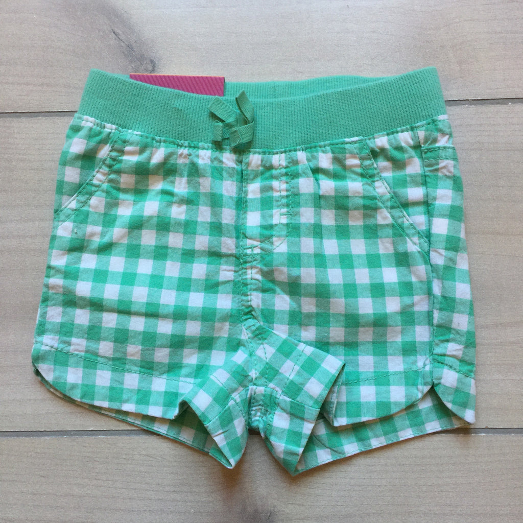 NEW Cherokee Green & White Checkered Elastic Waist Shorts
