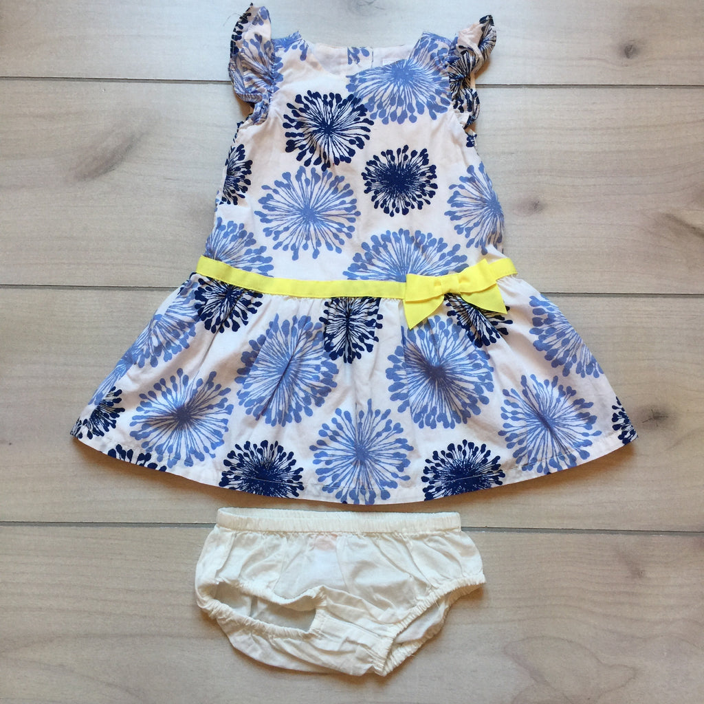 Gymboree Blue & White Print Dress & Bloomer