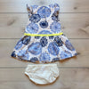 Gymboree Blue & White Print Dress & Bloomer
