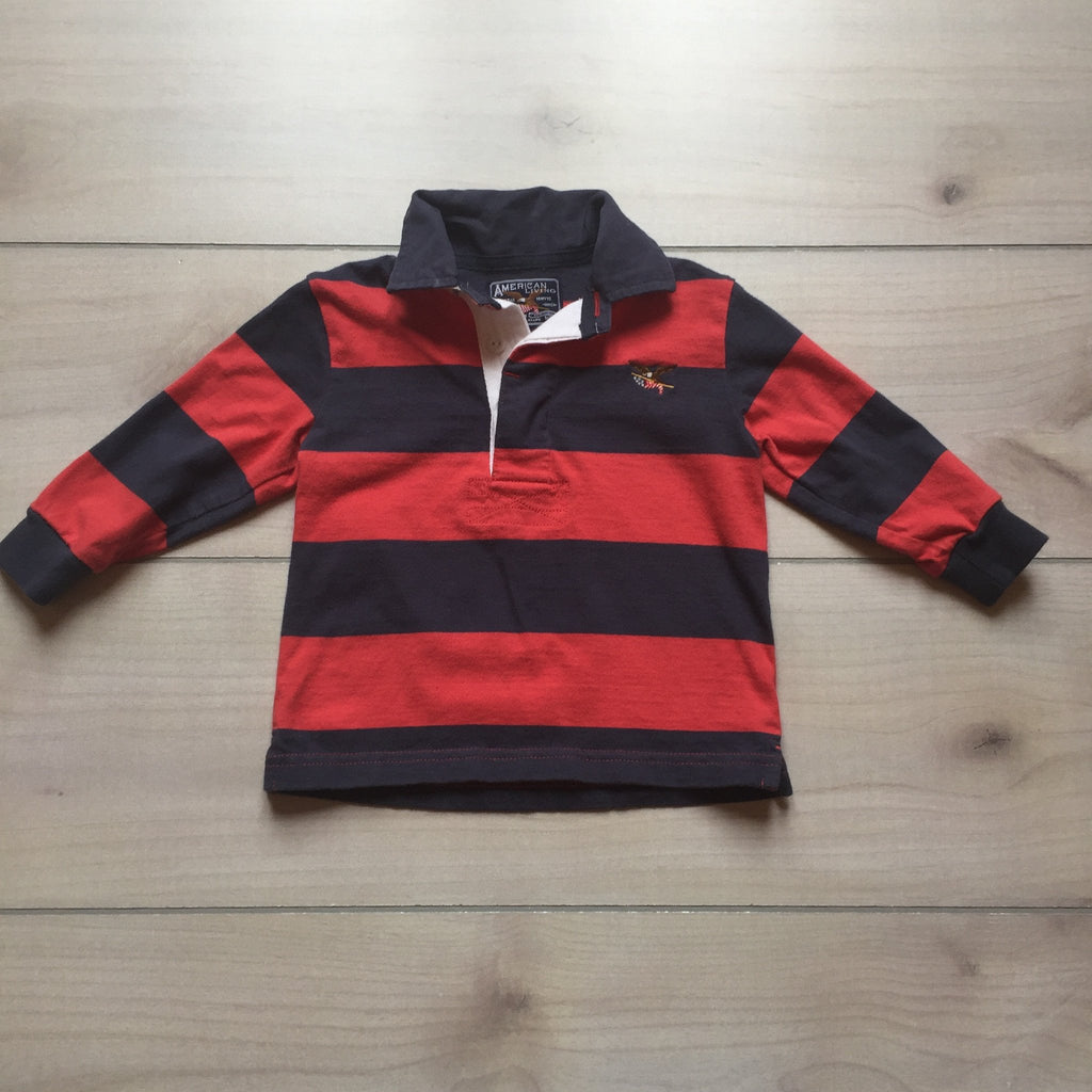 American Living Red & Navy Striped Rugby Style Shirt - Sweet Pea & Teddy
