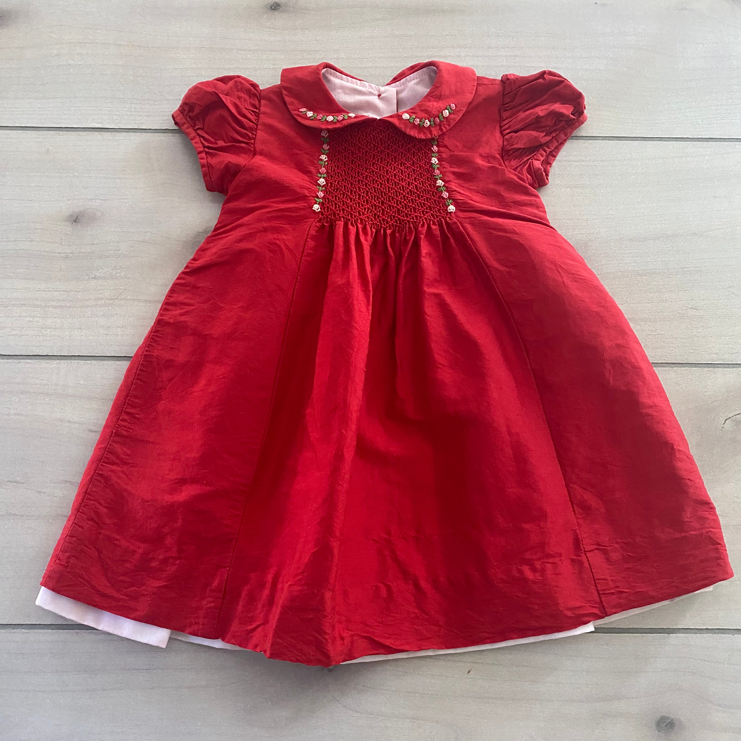anavini christmas dress Anavini Couture Girls Green Corduroy Smocked Christmas Wreaths Bishop Dress
