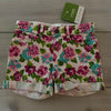 NEW Garnet Hill Kids Floral Interior Button Tab Denim Shorts