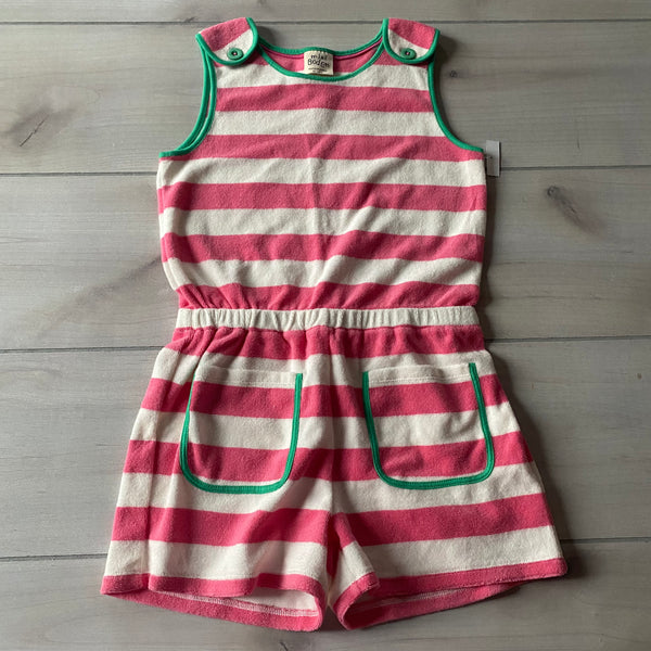 Mini Boden Pink Striped Terry Cotton Romper