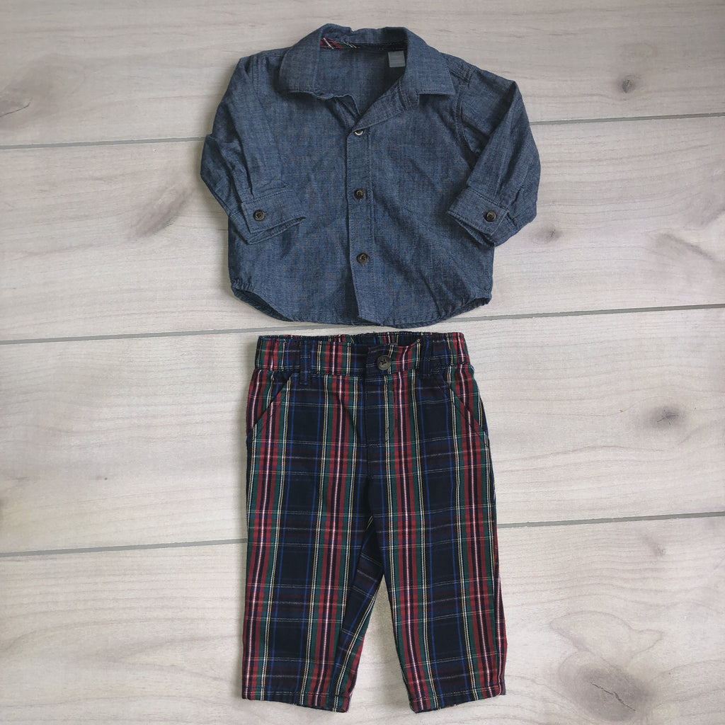 Children's Place Chambray Plaid Outfit - Sweet Pea & Teddy