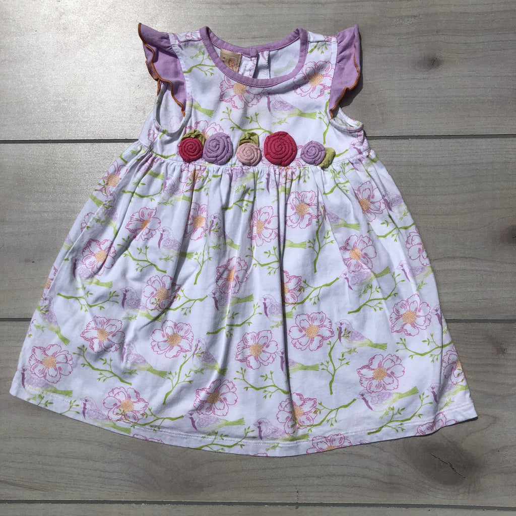 Baby LuLu Pink & White Floral Birdie Cotton Dress - Sweet Pea & Teddy