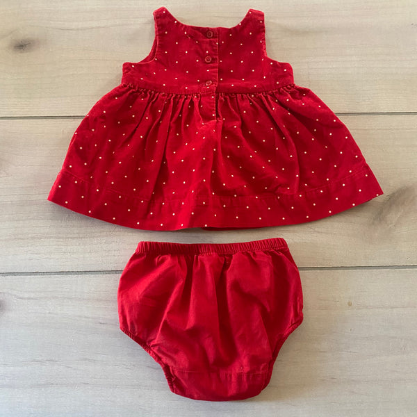 Baby Gap Red Corduroy Dot Dress & Bloomer