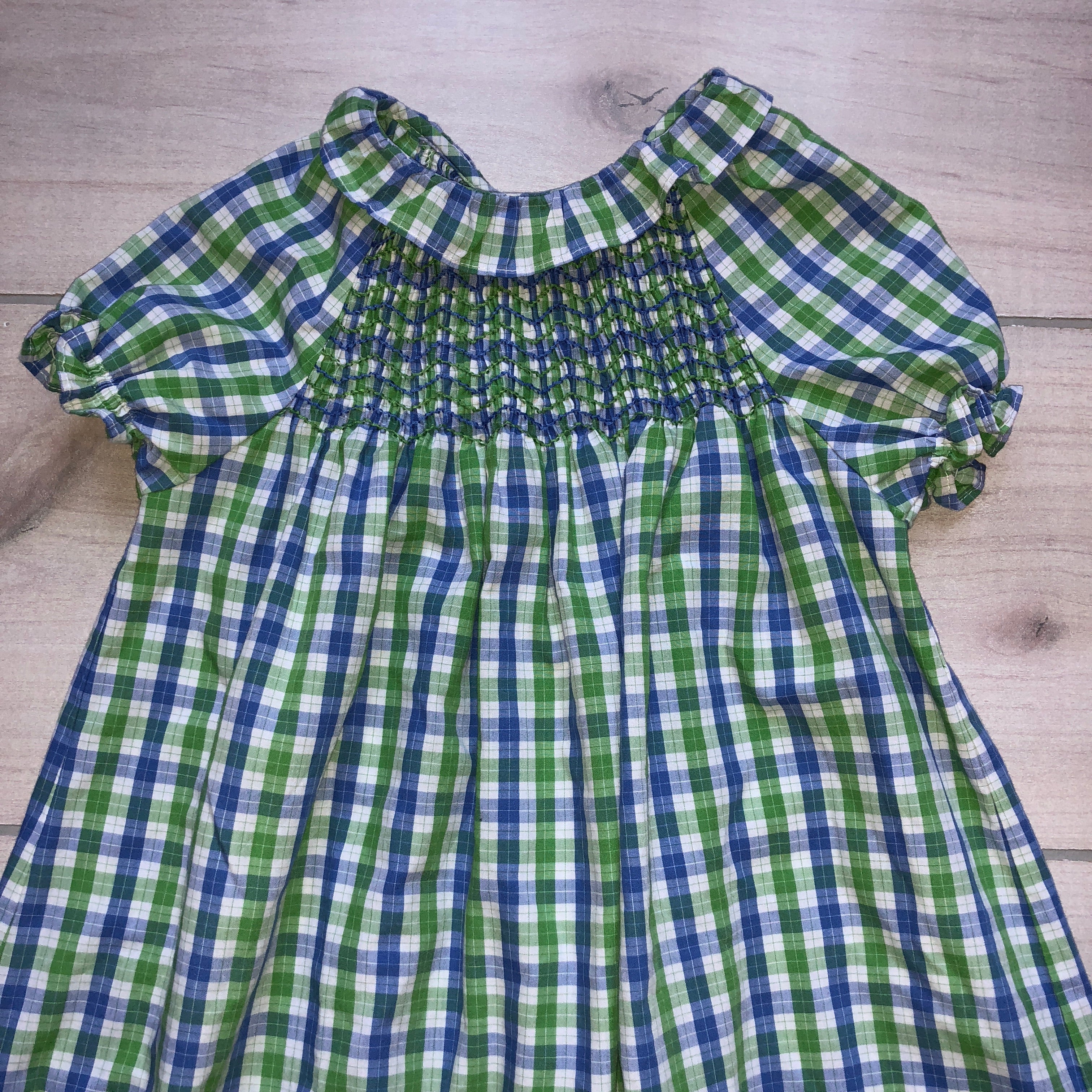Orient Express Blue & Green Gingham Smocked Dress Sweet Pea & Teddy Orient Express Blue & Green Gingham Smocked Dress Sweet Pea & Teddy