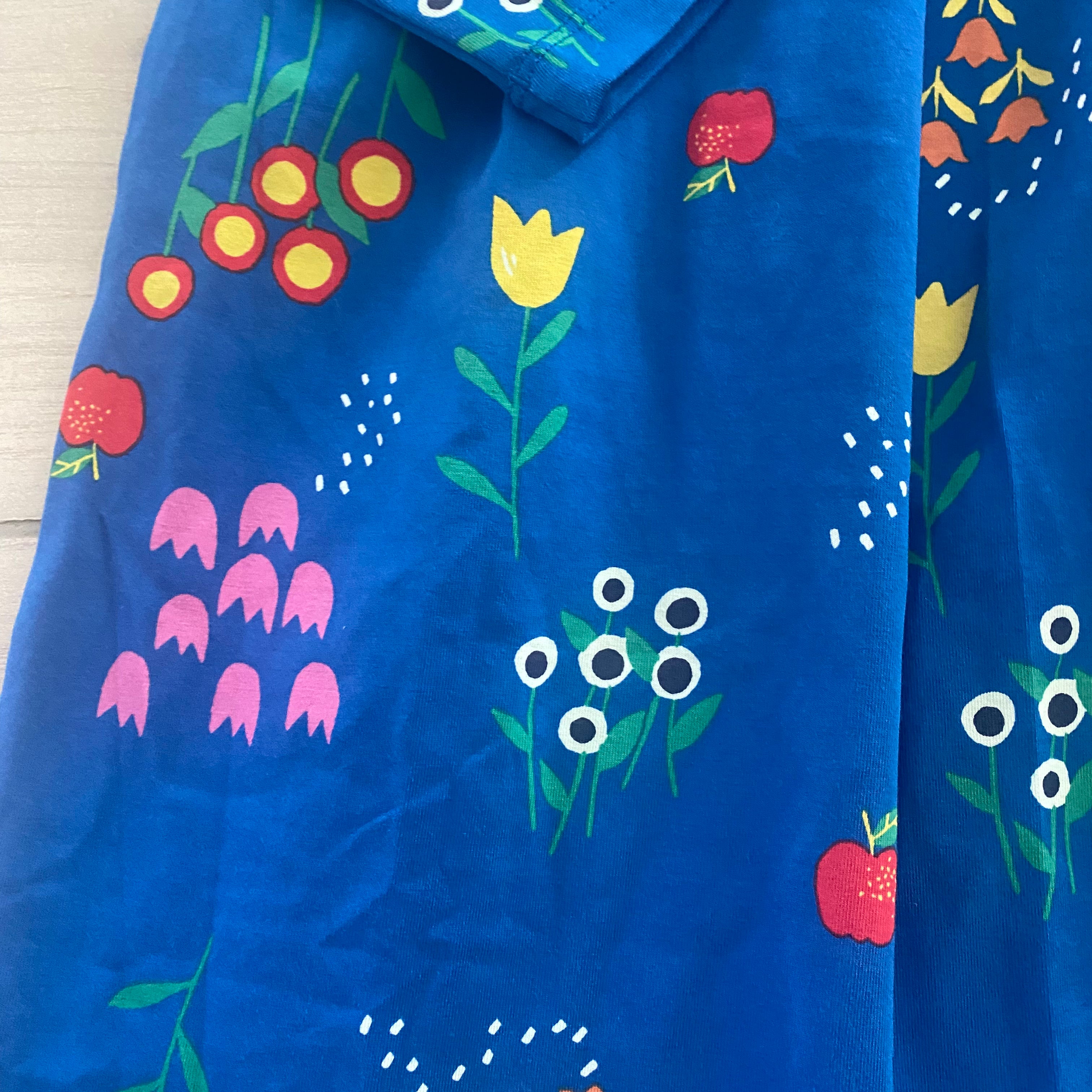 NWT Hanna Andersson Blue Long Sleeve Floral Fruit Pattern Dress Sweet Pea & Teddy NWT Hanna Andersson Blue Long Sleeve Floral Fruit Pattern Dress Sweet Pea & Teddy