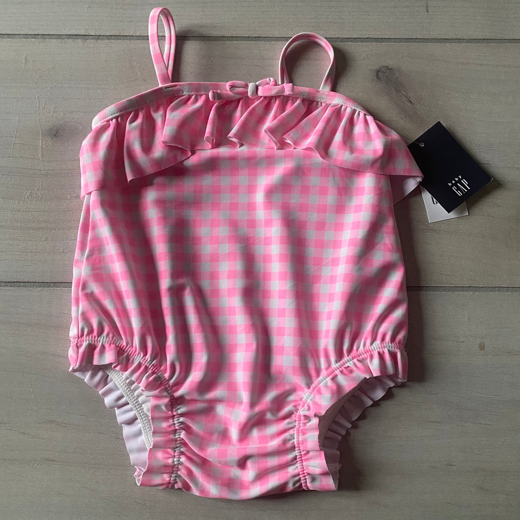 NWT Baby Gap Pink Gingham Swimsuit
