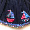 JoJo Maman Navy Corduroy Sailboat Applique Skirt