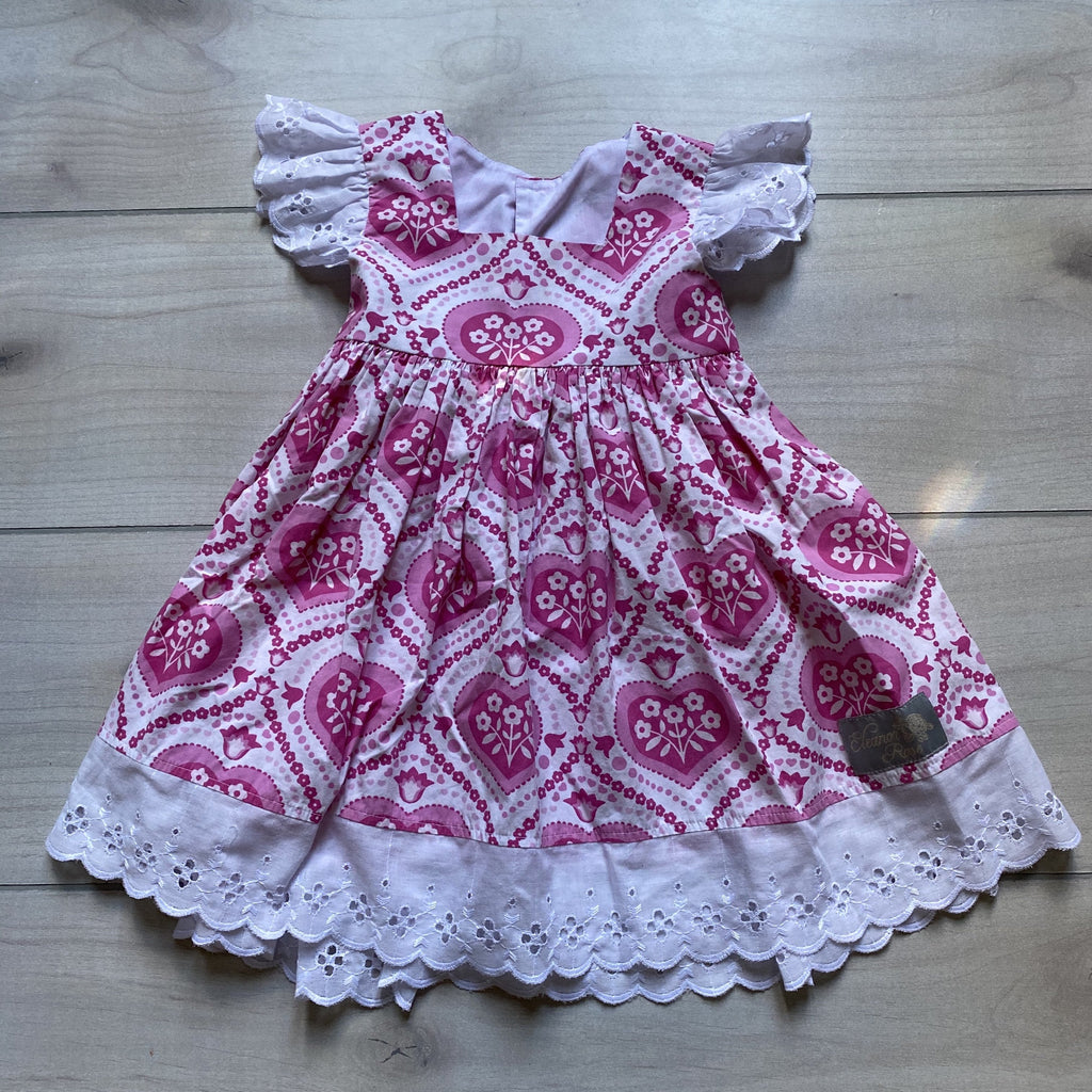 Eleanor Rose Heart Pattern Dress - Sweet Pea & Teddy