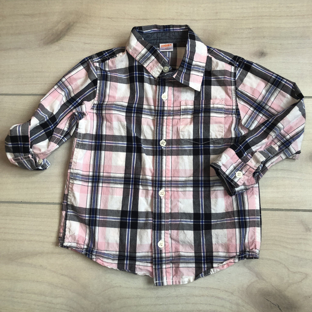 Gymboree Pink & Navy Button Down Shirt - Sweet Pea & Teddy