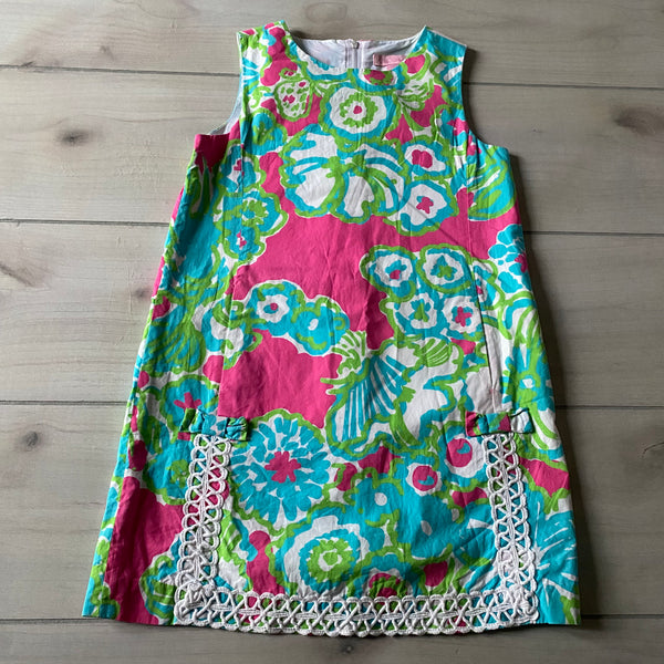 Lilly Pulitzer Pink Blue & Green Pattern Shift Dress