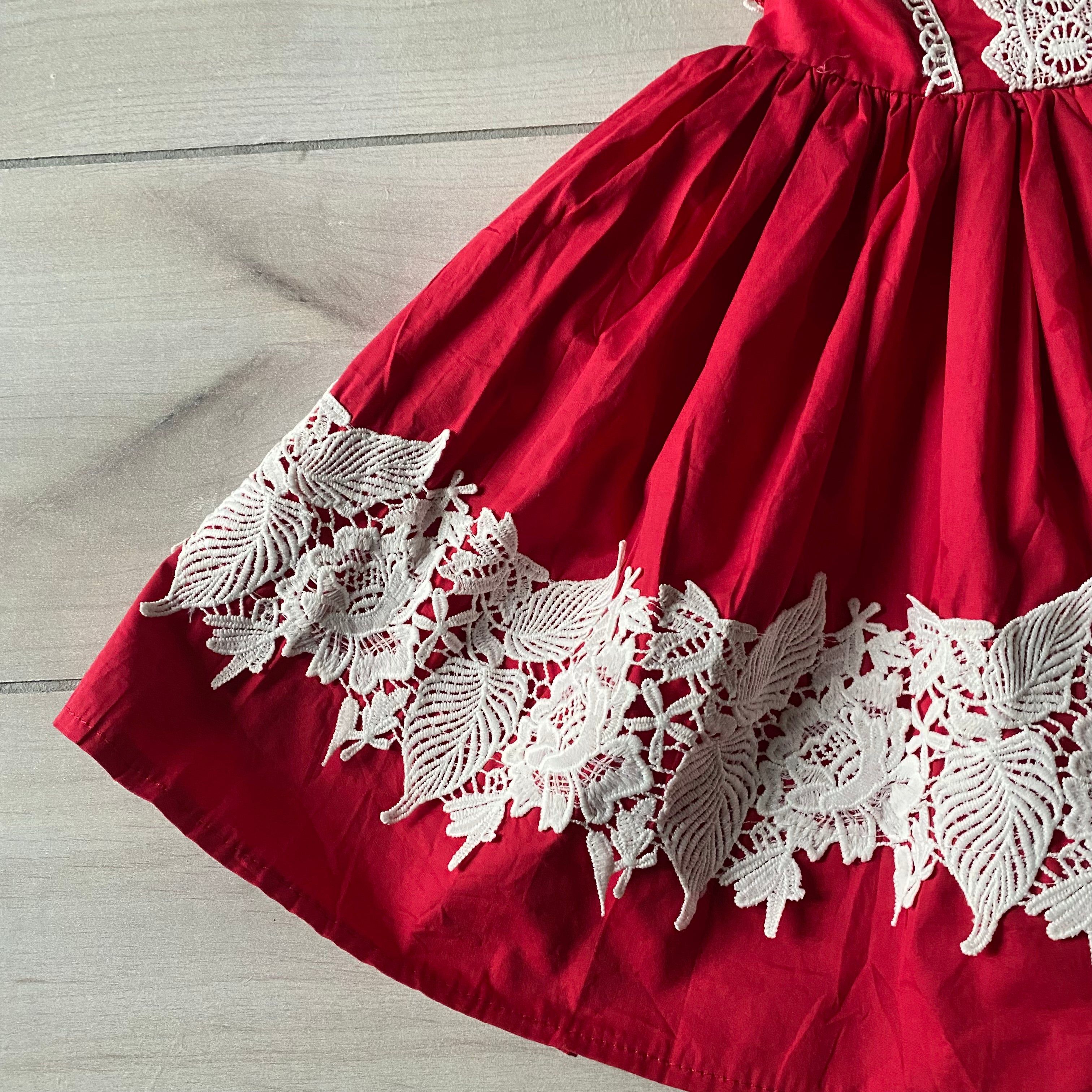 NWT Trish Scully Red Lace Applique Dress Sweet Pea & Teddy NWT Trish Scully Red Lace Applique Dress Sweet Pea & Teddy