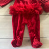NWT First Impressions Red Velour Ruffle Romper & Matching Headband