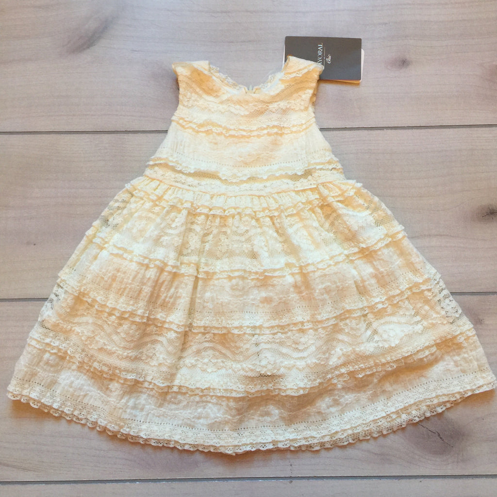NEW Mayoral Chic Natural Cream Knit Lace Design Dress