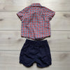 Baby Gap Red White & Blue Checkered Short Outfit - Sweet Pea & Teddy