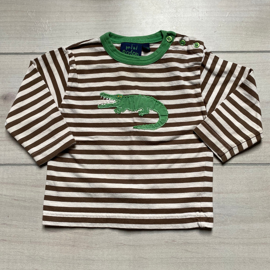 Mini Boden Brown Striped Alligator Shirt