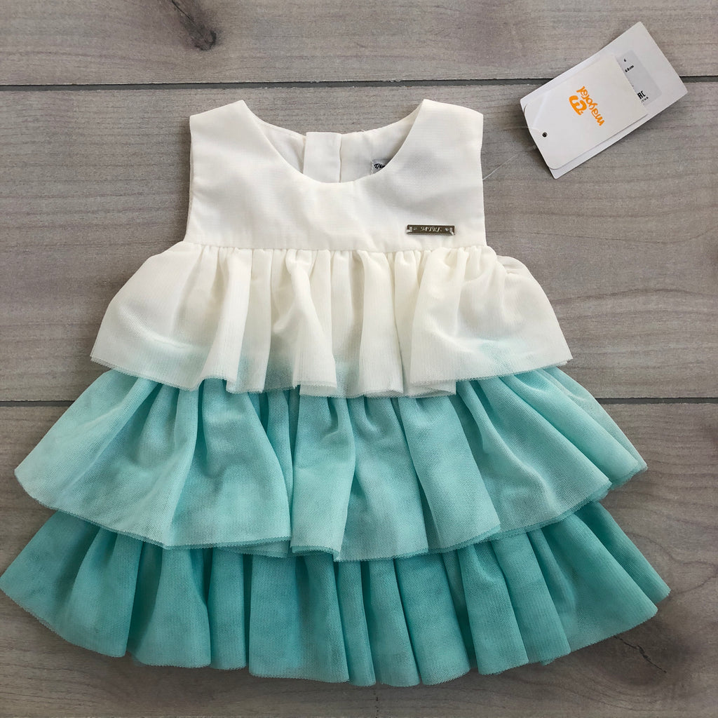 NEW Mayoral Teal & White Ruffle Dress