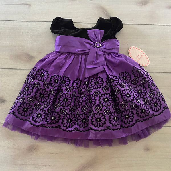 NEW Jona Michele Purple & Black Sparkl Floral Dress