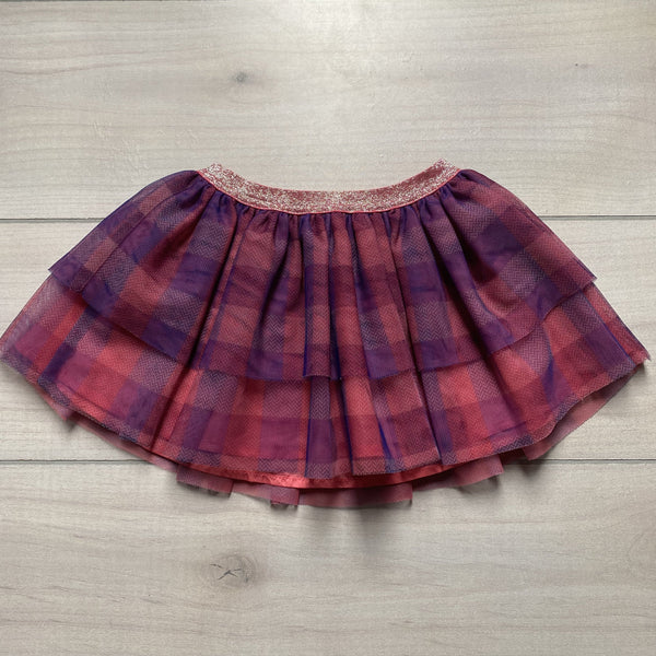 Cherokee Blue & Pink Gingham Checkered Tulle Elastic Waist Skirt - Sweet Pea & Teddy