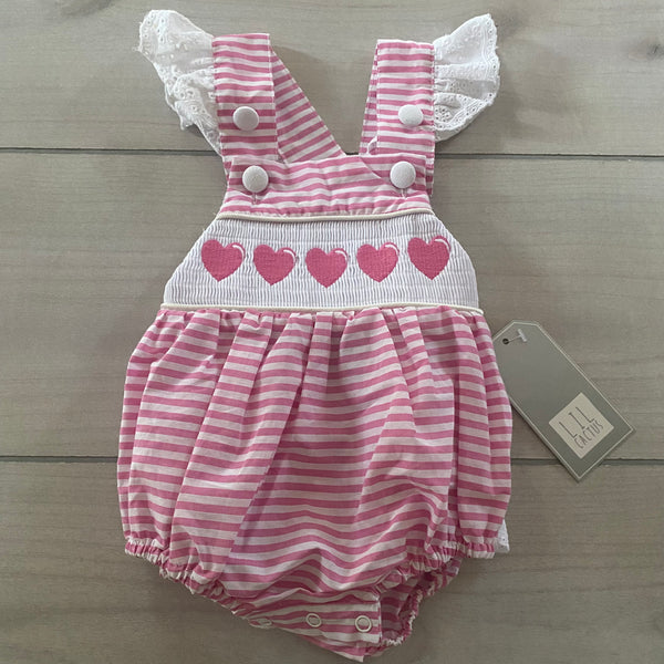 NEW Lil Cactus Heart Smocked Bubble Romper