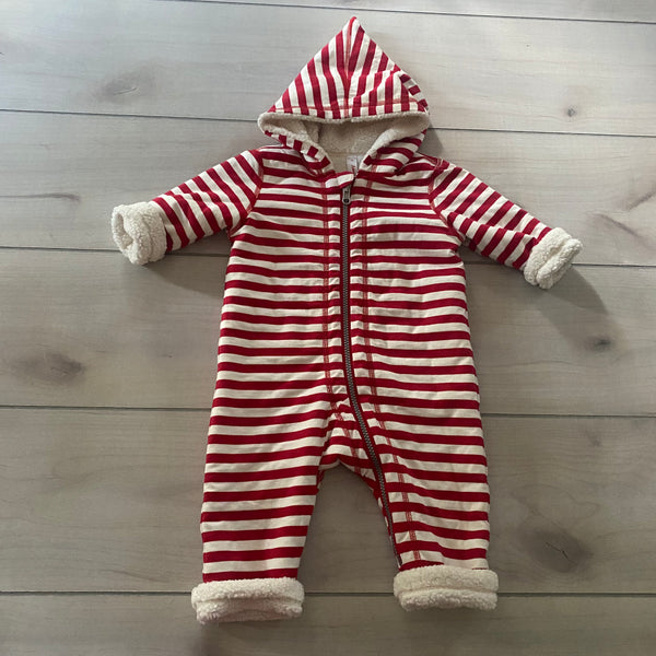 NEW Burts Bees Red 100% Organic Cotton Striped Holiday Romper