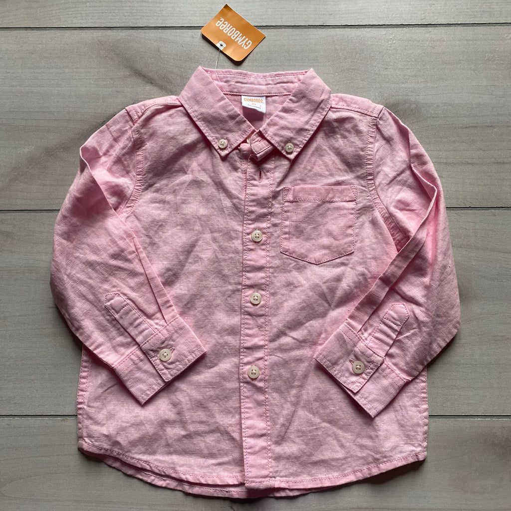 NEW Gymboree Pink Linen Cotton Blend Button Down Shirt