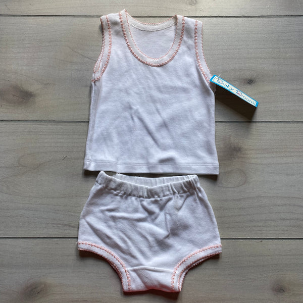 NEW Baby Boom White Pink Trim Outfit