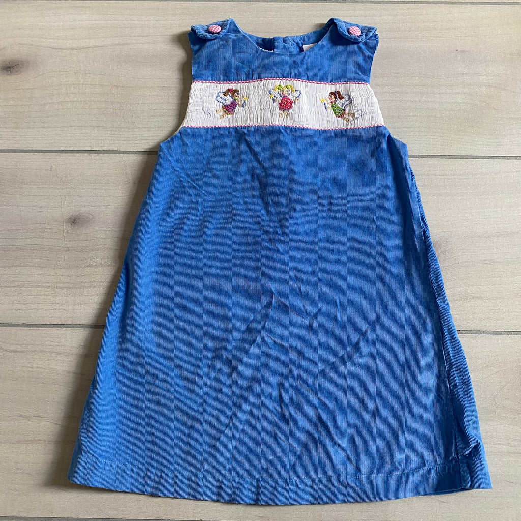 Smocked Fairies Blue Corduory Jumper Dress