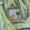 Silly Goose Green Gingham Elephant Embroidered Smocked Swim Trunks