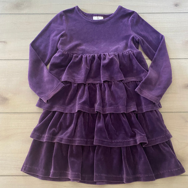 Hanna Andersson Purple Velour Ruffle Dress