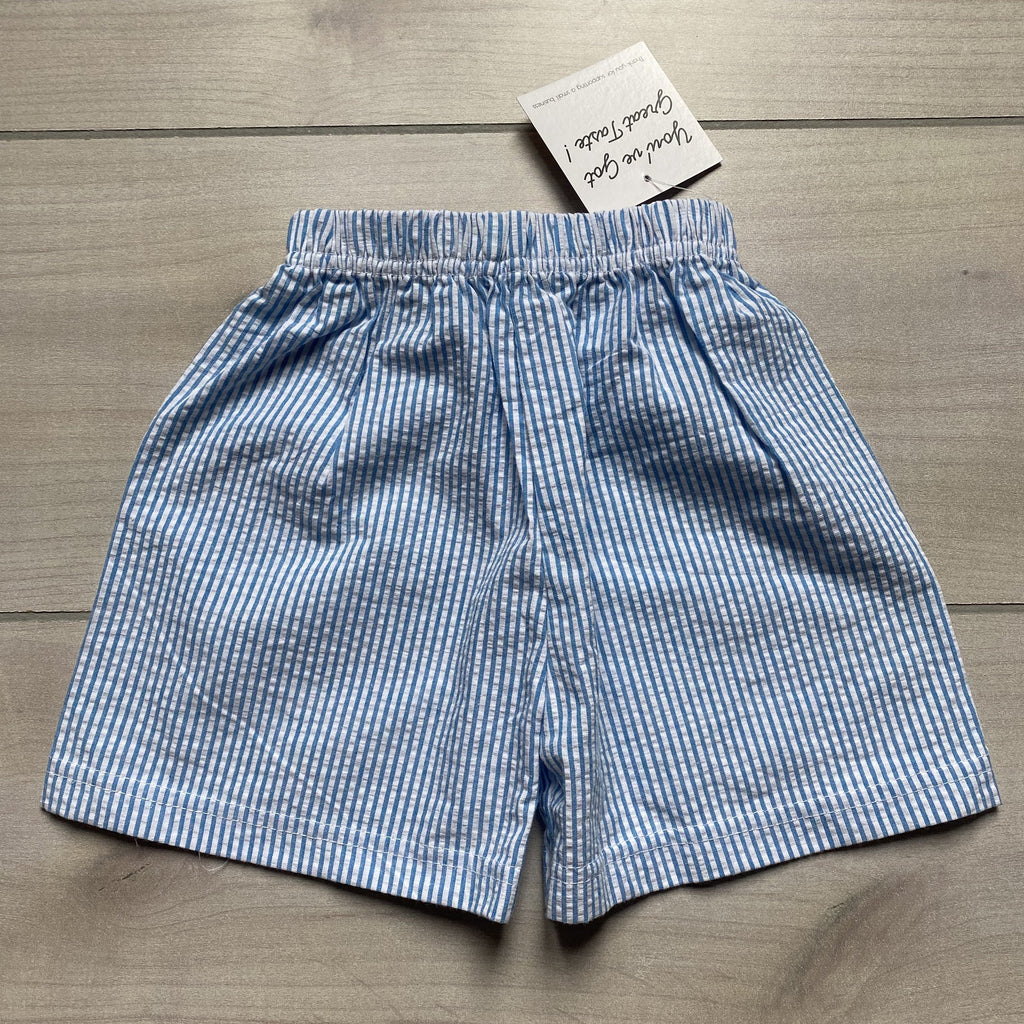 NEW Boutique Bright Blue Striped Seersucker Shorts - Sweet Pea & Teddy