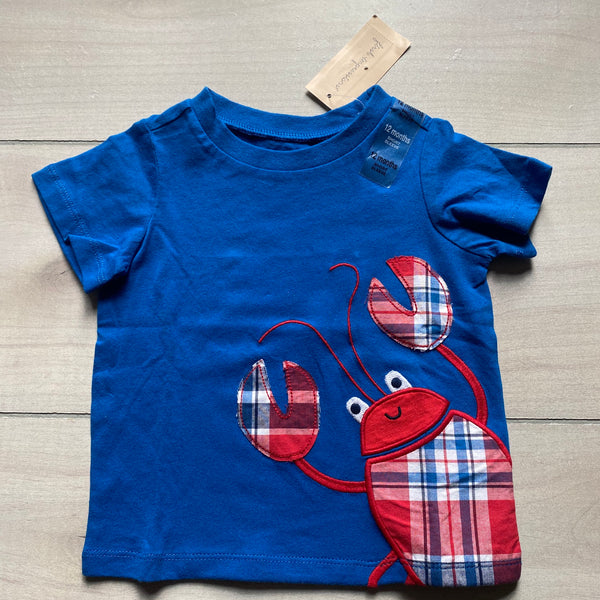 NEW First Impressions Blue Crab Applique Tee Shirt