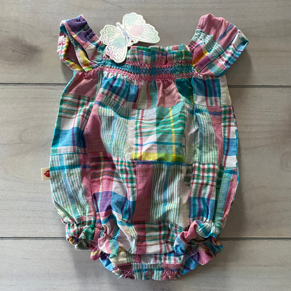 NEW Hatley Madras Plaid Patchwork Bubble Romper