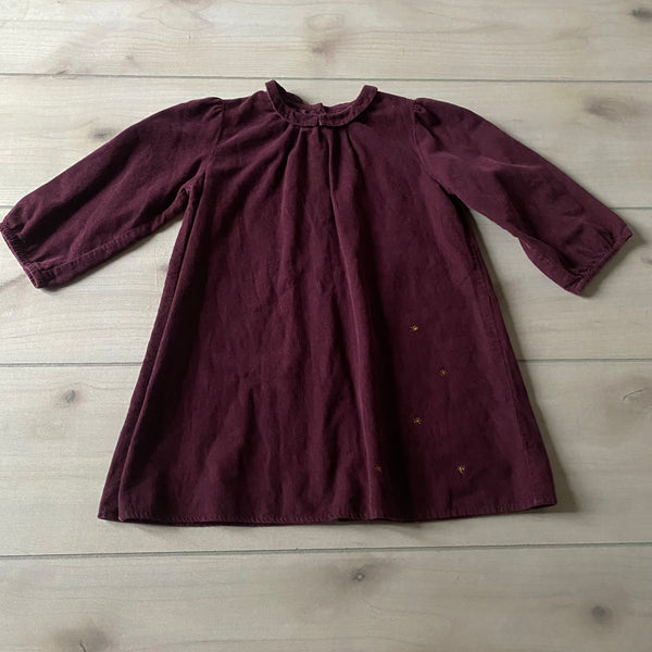 Judith Lacroix Burgundy Gold Star Corduroy Dress