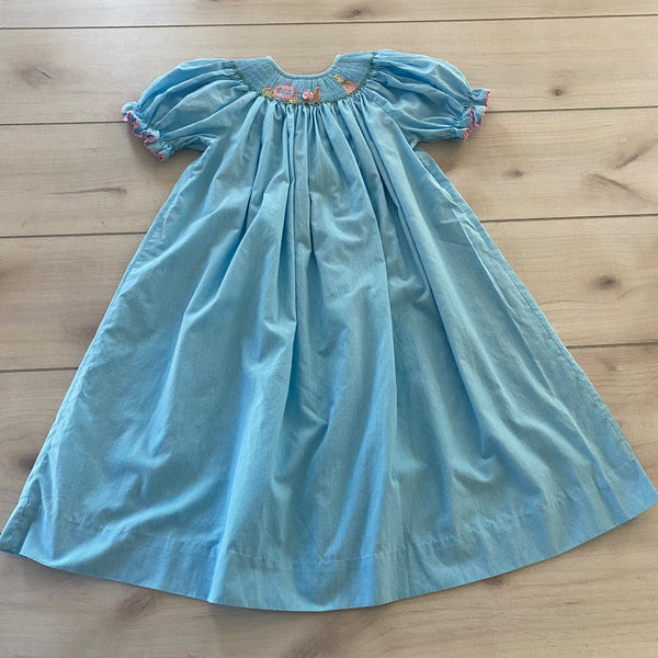Silly Goose Princess Smocked Blue Gingham Dress